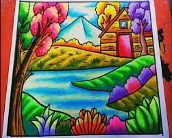 Gambar berikut juga cocok buat anak sd kelas 1 2 dan 3 karena gambar sudah mulai kompleks dengan banyak detail seperti pohon gunung awan sawah matahari dan lain lain. Gambar Pemandangan Yang Sudah Diwarnai