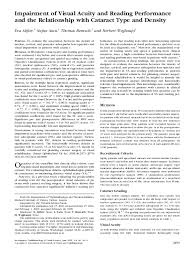 Pdf Impairment Of Visual Acuity And Reading Performance And