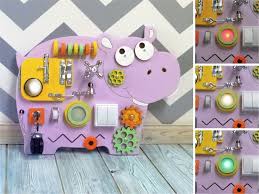 Niedliche Hippo Beschaftigt Bord Hippopotamus Sensorische Aktivitat Bord Ohne Steckdose Spielzeug Fur Kleinkinder Montessori Spielzeug Kinderspielzeug Garten