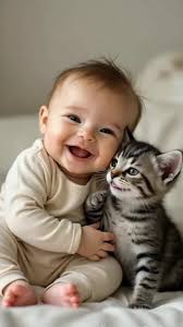 Baby and kitten who love each other!💞👶🏻😻 #babytiktok #babyviral #b...