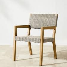 Teak outdoor dining chairs with arms. Larnaca Teak X All Weather Weave Outdoor Dining Armchair Williams Sonoma