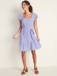 Embroidered Eyelet Waist Defined Tie Belt Dress For Women Old Navy Dresses Womens Dresses Tie Belt Dress