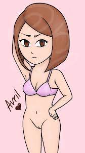 artist request bob cut bottomless bra brassiere brown eyes brown  hair clothes removed facing viewer female highres no panties nude original  pink bra pose solo source request staring underwear