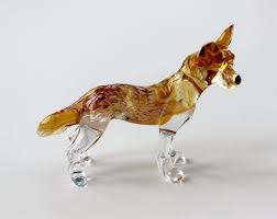 Dog Miniature Hand Blown Glass Murano Sculpture Russian Craft Art Animal Colorful Dog Lampwork Collectible Animal Realistic Figurine Glass Animals Glass Blowing Glass Figurines