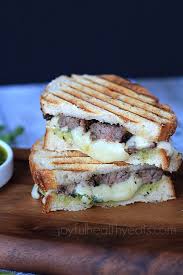 Steak Fontina Cheese Panini With Chimichurri Sauce Sandwich Recipes Recipe Sandwiches Fontina Cheese Man Cooking