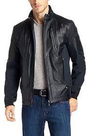 Leather Jacket Janay In Lambskin Dark Blue Leather Jacket Jackets Hugo Boss