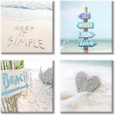 Perfect for beach house decor. Amazon Com Costal Canvas Wall Art Pictures Beach Photographic Canvas Artwork For Room S Wall Decoration 12 X 12 X 4 Panels Home Kitchen