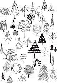 hand drawn vector doodle trees quirky and fun nature and christmas ドゥードゥルアート 簡単スケッチ ボールペン イラスト