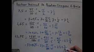 Sep 06, 2019 · jawaban 1, 5 = 15 /10 dan lainnya tidak perlu diubah menjadi pecahan campuran karena jenis perintah dalam soal hanya suruh mengubah ke pecahan biasa. Cara Merubah Pecahan Desimal Ke Pecahan Biasa Dan Campuran Lengkap Youtube