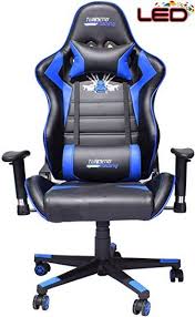 Turismo Racing 2020 Series Blue Led Gaming Chair Big And Tall Black And Blue Seat Has Dual Memoryfoam System For Optimum Com Gaming Chair Chair Kids Chairs