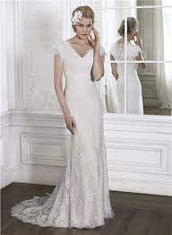 Modest Mermaid V Neck High Back Cap Sleeve Vintage Lace Wedding Dress Lace Wedding Dress Vintage Wedding Dresses Lace Wedding Dresses