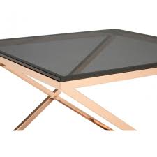 Criss Cross End Table Stainless Steel Glass Clanbay