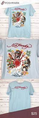 Ed Hardy Japan Oriental Light Blue Tee Shirt M Ed Hardy