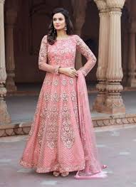 Evening gowns are usually made of luxurious fabrics such as chiffon, velvet, satin, organza, etc. Net Party Wear Floral Anarkali Suits Rs 3830 Piece India Attires Id 16065090788