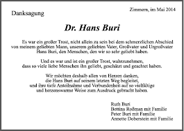 Traueranzeigen von Hans Buri