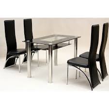Shop online for chairs and benches in modern upholstery such as velvet, leather and rattan. Vegas Black Glass Rectangle Dining Table With Four Black Chairs