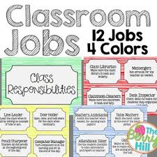 Classroom Jobs Clip Chart Colored Grain 4 Sets