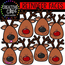 Don't forget the eight tiny reindeer! Reindeer Faces Creative Clips Digital Clipart Tpt