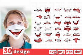 Download 30 Cartoon Mouths Face Mask Pattern Graphic By Svgocean Creative Fabrica In 2020 Cartoon Mouths Cricut Svg Svg SVG Cut Files