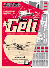 Kostenlose papiermodelle zum ausdrucken (pdf) englisch: Geli Saab 105o Kartonmodell