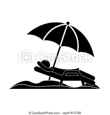 Silhouette Person In Beach Chair With Umbrella Vector Illustration Canstock