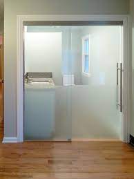 Glass entrance door in realistic style. Etched Sliding Glass Doors Dividers Creative Mirror Shower