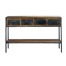 Give Your Home An Infusion Of Warmth And Authenticity With The Manufacture Black Metal And Solid In 2020 Industrial Console Tables Solid Mango Wood Iron Console Table