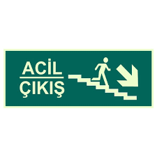 Trafik tanzim işaretleri ve anlamları. Acil Cikis Levhasi Fotolumenli Merdiven Asagi Sag Ok