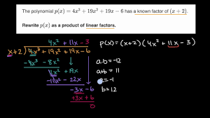 Factoring Using Polynomial Division Video Khan Academy