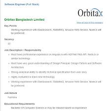 Career Orbitax Bangladesh Limited Software Engineer Full Stack Orbitax Bangladesh Limited Will Recruit A Few So Software Engineer Full Stack Job Circular