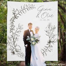 Wedding Backdrop Simple Leaves Wreath Banner Custom Wedding Etsy Wedding Photo Booth Wedding Backdrop Photo Booth Backdrop Wedding