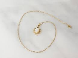 Vintage 14k Opal Necklace Vintage Petite Opal Necklace Genuine Opal Pendant 14k Gold Drop Necklace October Birthstone Floral Opal Necklace Gold Drop Necklace Vintage Necklace