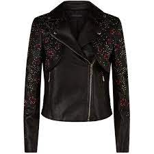 Elie Saab Embroidered Leather Jacket 6 035 Liked On Polyvore Featuring Outerwear Jackets Leather Embroidered Leather Jacket Clothes Embroidered Leather