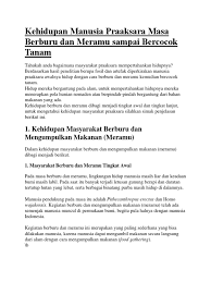 Manusia pendukung pada masa bercocok tanam. Berburu Dan Meramu Makanan Tingkat Lanjut Siswapelajar Com
