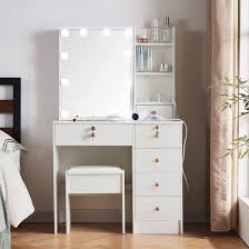 White Charging Light Up Dressing Mirror