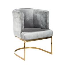 Circular Gray Velvet Gold Dining Chairs Set Of 6 Image 1 Of 3 Gold Dining Chairs Upholstered Dining Chairs Chrome Chair