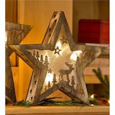 Small Lighted Wooden Star With Moose Design 11 H Collection Accessories Wooden Stars Diy Christmas Star Christmas Wood