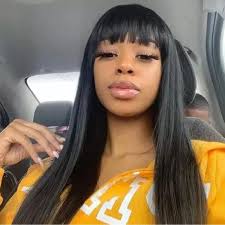 Straight wig with bangs fringe bob human hair wig with bangs for women  Brazilian