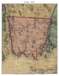 Groton Connecticut 1854 Old Town Map With Homeowner Names Reprint New London County Ct Town Map Old Town Groton Connecticut