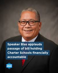 Speaker Frank Blas, Jr., last week celebrated the passage of Bill No. 68-38  (COR), legislation designed to affirm the financial responsibility of  academy charter schools