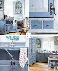Country Style Kitchen With Painted Cabinets In A Delft Blue Blue Painted Kitchen Cabinets Country Style Kitchen Painting Kitchen Cabinets