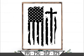 Download Distressed American Flag With Cross Svg 519337 Svgs Design Bundles