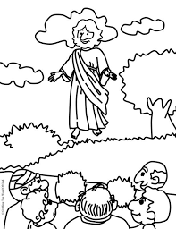 There is a coloring area of jesus with five smiling children. Free Printable Jesus Ascends To Heaven Coloring Page Coloring Printable B108 Gold