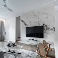 Porcelain Slab Tv Wall In 2020 Living Room Decor Modern Living Room Design Modern Home Stairs Design