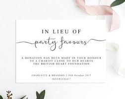 Diy Party Favours Template In Lieu Of Favour Sign Wedding Table In Lieu Of Favours Sign Donation Sign D Charity Wedding Favors Diy Party Favors Favors Sign