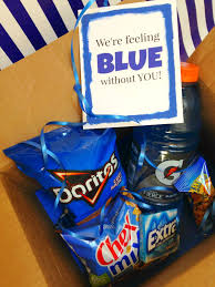 Birthday Gifts For College Students Boy Michelle Paige Got The Blues Gift For College Students With Printable Get Well Gift Baskets College Gifts Gifts For College Boys