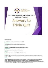 Supply chain is also known as the value chain or a demand chain. Answers To Cilt Fun Trivia Quiz