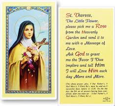 Novena To St Therese The Little Flower Who Sends Roses From Heaven When She Hears Our Prayers Ask Her For A Rose As A Si Prayers Christian Prayers Holy Cards