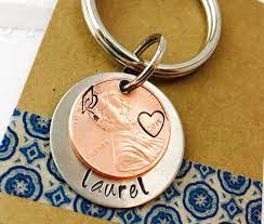 Hand Stamped Graduation Penny Key Chain Graduation Cap Key Chain Hand Stamped Penny Key Chain Personalized Pen Graduation Gift Jewelry Keychain Penny Necklace