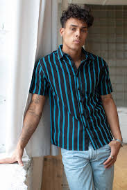 Blue Vertical Striped Button Up Shirt Ragstock Button Up Shirt Mens Blue Outfit Men Button Shirts Men